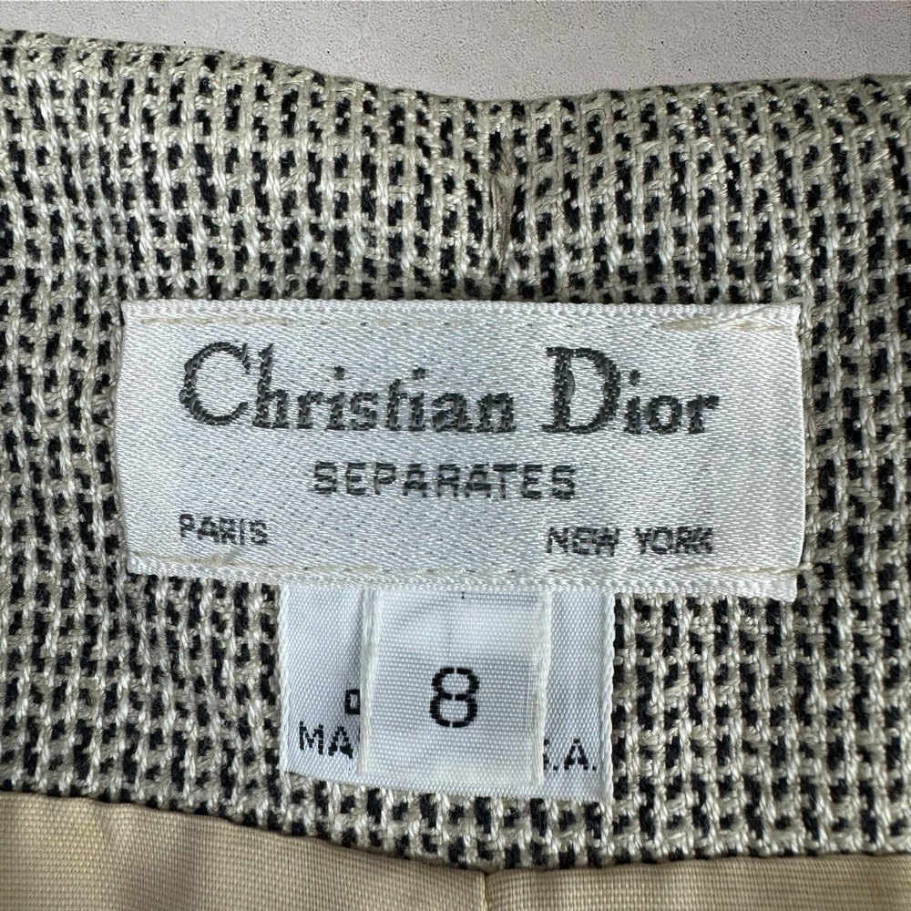 CHRISTIAN DIOR‎ Paris 80s Plaid Tweed Checkered Pencil Skirt Sz 8 - Picture 2 of 6